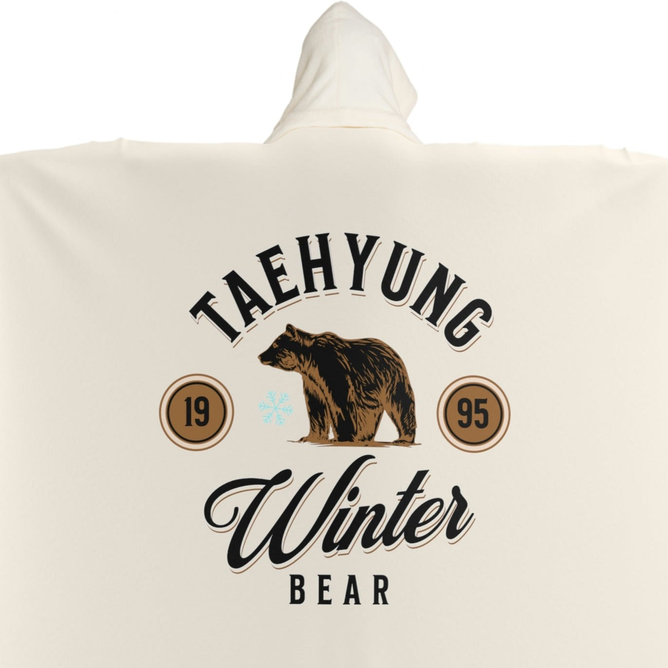 BTS Hooded Sherpa Fleece Blanket | BTS V Taehyung Winter Bear | bts aesthetic blanket | bts inspired