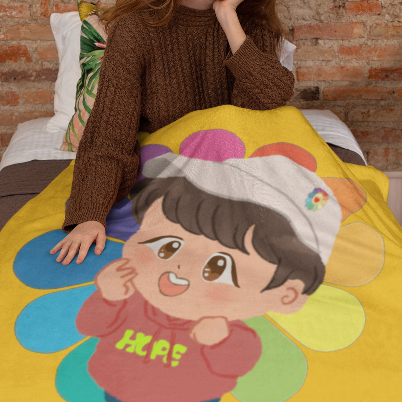 BTS Plush Velveteen Blanket | BTS JHope Hobi | Hobicore Hope World | anime cartoon kpop gift