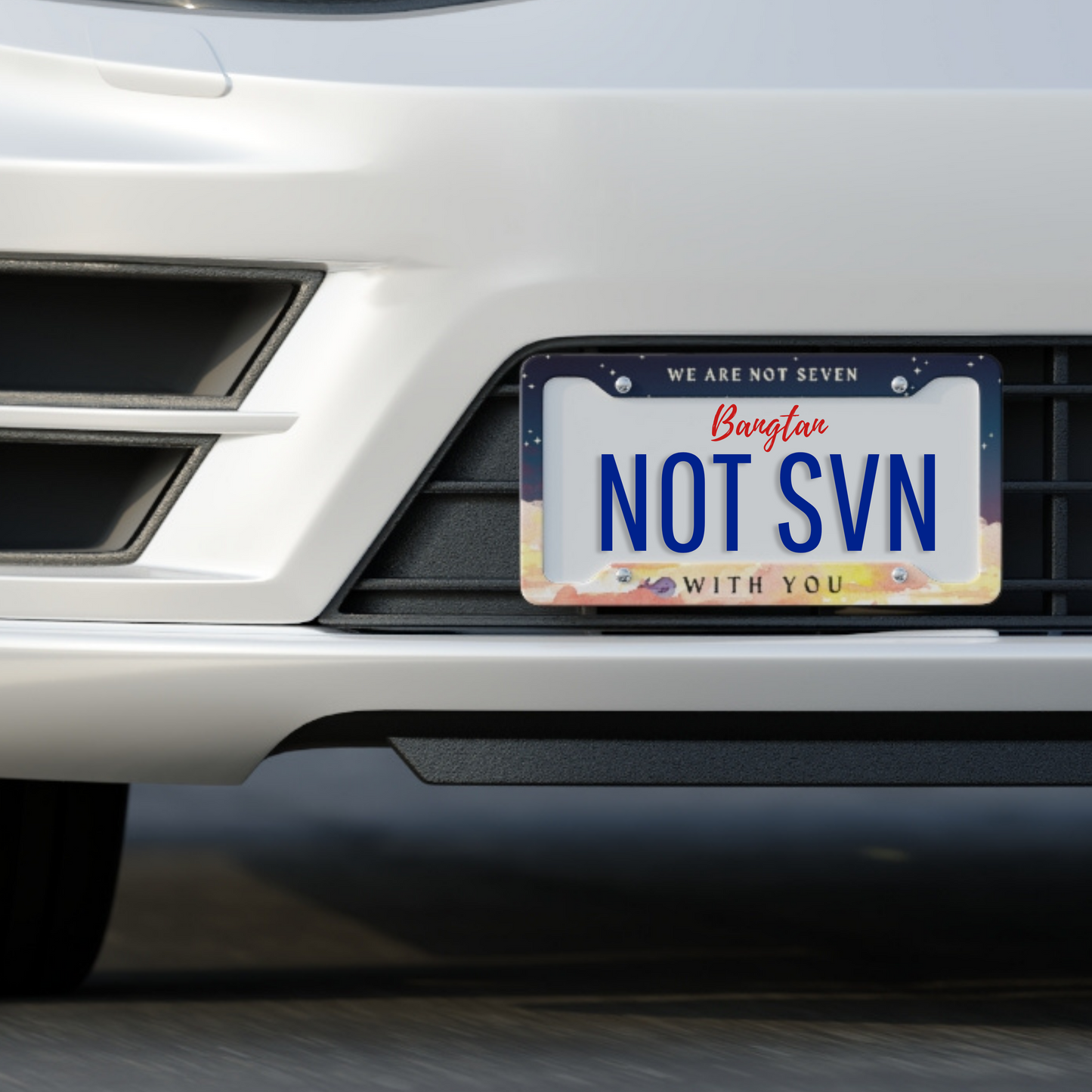 BTS License Plate Frame "We Are Not Seven With You" Bulletproof Eternal ot7