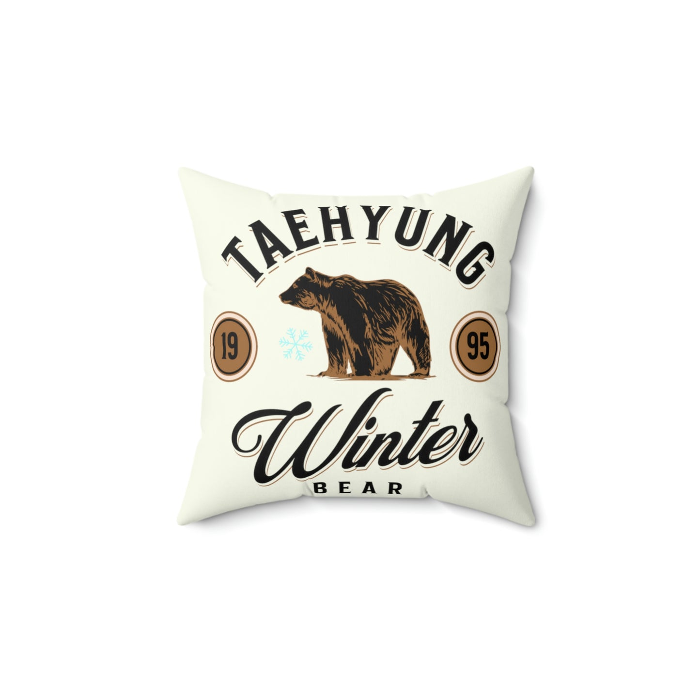 BTS Faux Suede Square Pillow | BTS V Taehyung Winter Bear | bts aesthetic pillow | bts inspired